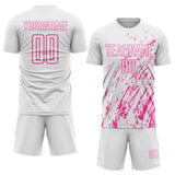Custom White Pink Splash Sublimation Soccer Uniform Jersey