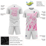 Custom White Pink Splash Sublimation Soccer Uniform Jersey