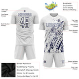 Custom White Navy Splash Sublimation Soccer Uniform Jersey