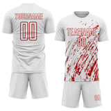 Custom White Red Splash Sublimation Soccer Uniform Jersey
