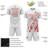 Custom White Red Splash Sublimation Soccer Uniform Jersey
