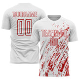 Custom White Red Splash Sublimation Soccer Uniform Jersey