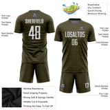 Custom Olive White Sublimation Salute To Service Soccer Uniform Jersey