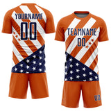 Custom Bay Orange Navy-White Vintage American Flag Sublimation Soccer Uniform Jersey