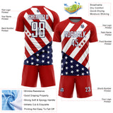 Custom Red White-Navy Vintage American Flag Sublimation Soccer Uniform Jersey