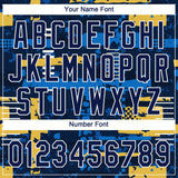 Custom Navy Navy Royal-Gold 3D Pattern Two-Button Unisex Softball Jersey