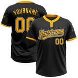 Custom Black Gold-White Two-Button Unisex Softball Jersey