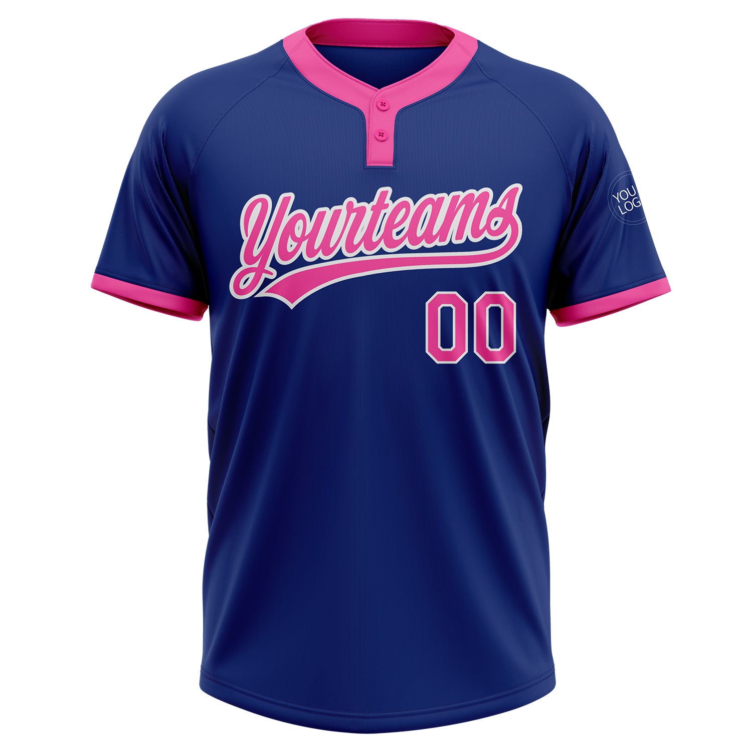 Custom Pink Light Blue-White Two-Button Unisex Softball Jersey Women's Size:S