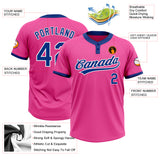 Custom Pink Royal-White Two-Button Unisex Softball Jersey