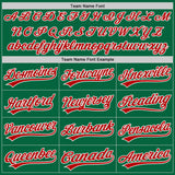 Custom Kelly Green Red-White Two-Button Unisex Softball Jersey