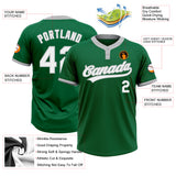 Custom Kelly Green White-Gray Two-Button Unisex Softball Jersey
