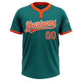 Custom Teal Orange-White Two-Button Unisex Softball Jersey