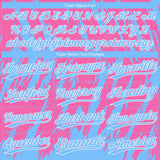 Custom Pink Powder Blue-White 3D Pattern Two-Button Unisex Softball Jersey