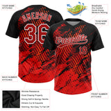 Custom Black Red-White 3D Pattern Two-Button Unisex Softball Jersey