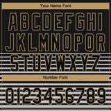 Custom Black Black-Old Gold 3D Pattern Two-Button Unisex Softball Jersey
