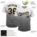 Custom White Black-Old Gold 3D Pattern Two-Button Unisex Softball Jersey