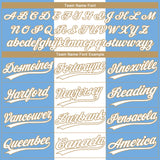 Custom Light Blue White-Old Gold 3D Pattern Two-Button Unisex Softball Jersey