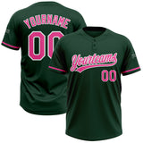 Custom Green Pink-White Two-Button Unisex Softball Jersey