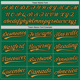 Custom Kelly Green Old Gold-Black Two-Button Unisex Softball Jersey