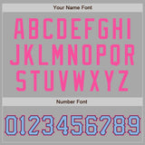 Custom Gray Light Blue Black-Pink Two-Button Unisex Softball Jersey