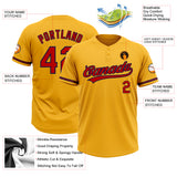 Custom Gold Red-Navy Two-Button Unisex Softball Jersey