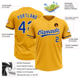 Custom Gold Royal-White Two-Button Unisex Softball Jersey