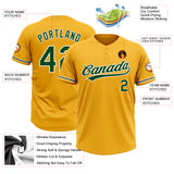 Custom Gold Green-White Two-Button Unisex Softball Jersey