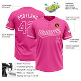 Custom Pink White Two-Button Unisex Softball Jersey