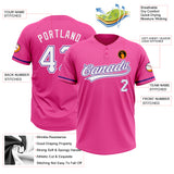 Custom Pink White-Purple Two-Button Unisex Softball Jersey