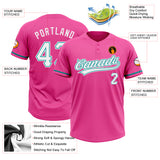 Custom Pink White-Teal Two-Button Unisex Softball Jersey