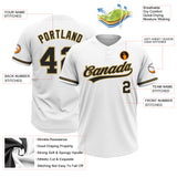 Custom White Black-Old Gold Two-Button Unisex Softball Jersey