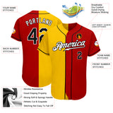 Custom Red Black-Yellow Authentic Split Fashion Baseball Jersey