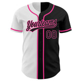 Custom Black Black White-Pink Authentic Split Fashion Baseball Jersey