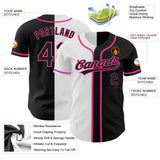 Custom Black Black White-Pink Authentic Split Fashion Baseball Jersey