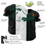 Custom Black Black White-Kelly Green Authentic Split Fashion Baseball Jersey