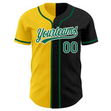 Custom Black Kelly Green-Yellow Authentic Split Fashion Baseball Jersey