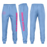 Custom Light Blue Pink Fleece Jogger Sweatpants
