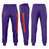 Custom Purple Orange Fleece Jogger Sweatpants