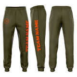 Custom Olive Orange Fleece Salute To Service Jogger Sweatpants