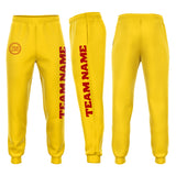 Custom Gold Red Fleece Jogger Sweatpants