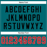 Custom Teal Red-Black Mesh Authentic Football Jersey