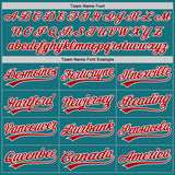 Custom Teal Red-White Authentic Baseball Jersey