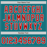 Custom Teal Red-White Authentic Baseball Jersey
