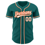 Custom Teal White-Orange Authentic Baseball Jersey