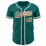 Custom Teal Vintage USA Flag-Cream Authentic Baseball Jersey