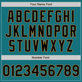 Custom Teal Black Pinstripe Black-Old Gold Authentic Baseball Jersey