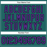 Custom Teal Purple Pinstripe Black Authentic Baseball Jersey