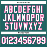 Custom Teal White Pinstripe Pink Authentic Baseball Jersey