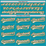 Custom Teal Black-Gold Authentic Throwback Baseball Jersey