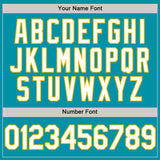 Custom Teal White-Gold Authentic Throwback Baseball Jersey